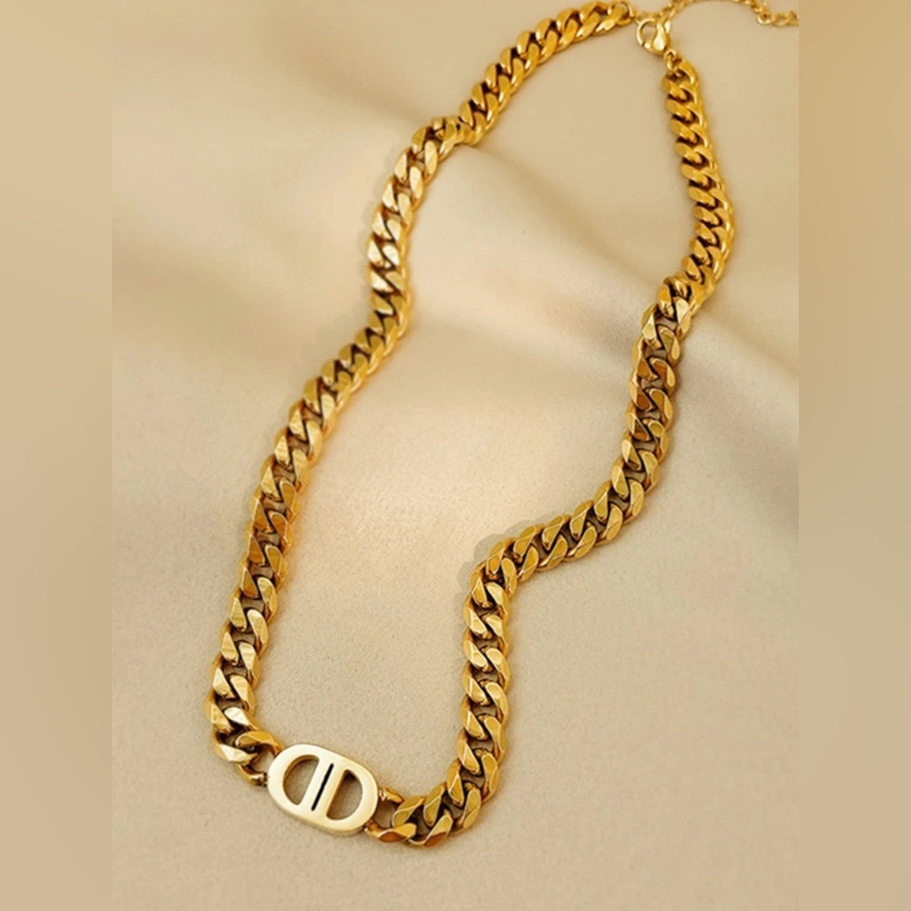 Gold Plated Stainless Steel Chain Necklace - Picture 3 of 4